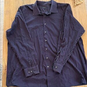 Big & Tall, Men's Striped Dress Shirt in Dark Purple and Black – Classic Collar
